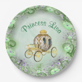 Gepersonaliseerde Groene Floral Princess Enchanted Papieren Bordje (Voorkant)