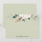Gepersonaliseerde Groene Floral Waterverf Greenery Notitiekaartje (Voorkant / Achterkant)