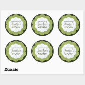 Gepersonaliseerde groene florale dot inblikken Sti Ronde Sticker (Vel)