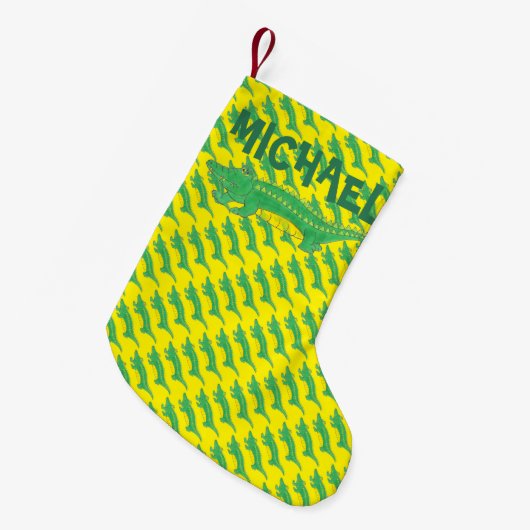 Gepersonaliseerde Groene Gator Alligator Crocodile Kleine Kerstsok (Voorkant (Hangend))
