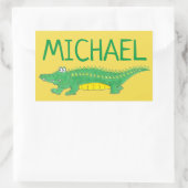 Gepersonaliseerde Groene Gator Alligator Crocodile Rechthoekige Sticker (Tas)