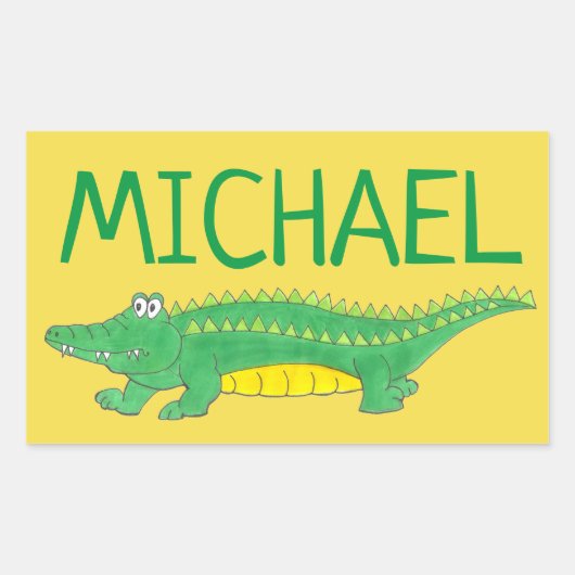 Gepersonaliseerde Groene Gator Alligator Crocodile Rechthoekige Sticker (Voorkant)