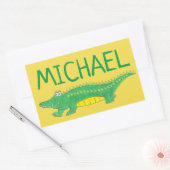 Gepersonaliseerde Groene Gator Alligator Crocodile Rechthoekige Sticker (Envelop)