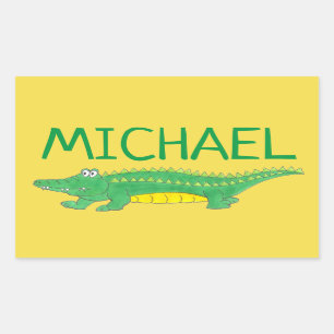 Gepersonaliseerde Groene Gator Alligator Crocodile Rechthoekige Sticker