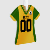 Gepersonaliseerde Groene/Gele Voetbal Jersey Ornament (voorkant)