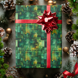 Gepersonaliseerde Groene Geometrische Abstracte Gi Cadeaupapier