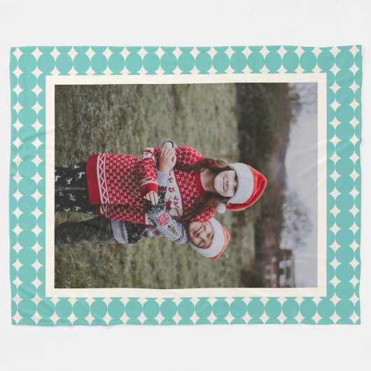 Gepersonaliseerde  Groene Geometrische Stippen Fot Fleece Deken (Voorkant (Horizontaal))