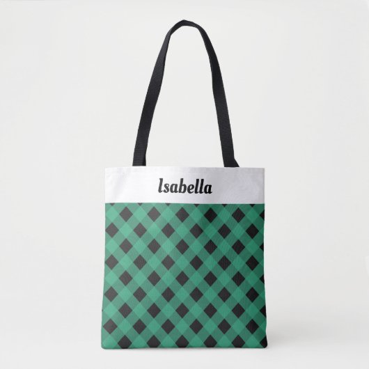 Gepersonaliseerde groene geruite buffel check patr tote bag (Voorkant)