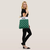 Gepersonaliseerde groene geruite buffel check patr tote bag (Op model)