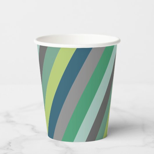 Gepersonaliseerde Groene Gestreepte brieven Birthd Papieren Bekers (Achterkant)