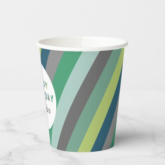 Gepersonaliseerde Groene Gestreepte brieven Birthd Papieren Bekers (Links)
