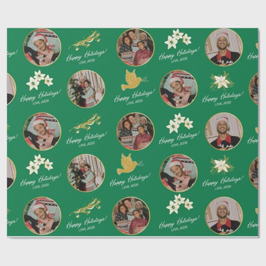 Gepersonaliseerde Groene Gift Wrap Papers - Kerst  Cadeaupapier (Vlak)
