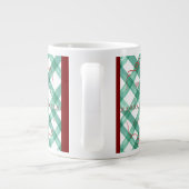 Gepersonaliseerde groene gingham kerst grote koffiekop (Achterkant)