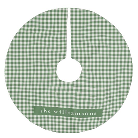 Gepersonaliseerde groene gingham plaid naam kerst kerstboom rok (Voorkant)