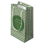 Gepersonaliseerde groene gingham plaid naam kerst klein cadeauzakje (Voorkant Gekanteld)