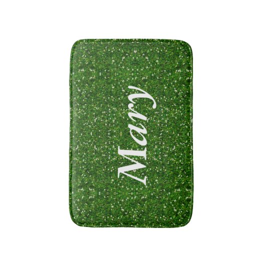 Gepersonaliseerde groene Glitter Bath Mat (Voorkant Verticaal)
