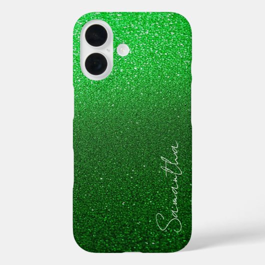 Gepersonaliseerde groene glitter Case-Mate iPhone case (Achterkant)
