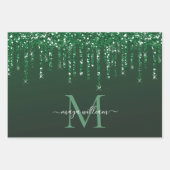 Gepersonaliseerde groene glitter druppels inpakpapier vel (Voorkant)