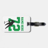 Gepersonaliseerde groene Hockey Player Name Number Bagagelabel (Achterkant horizontaal)