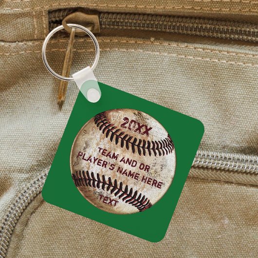 Gepersonaliseerde groene, honkbal cadeau-ideeën, sleutelhanger