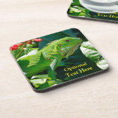 Gepersonaliseerde groene Iguana Lizard Bier Onderzetter (Linkerzijde)