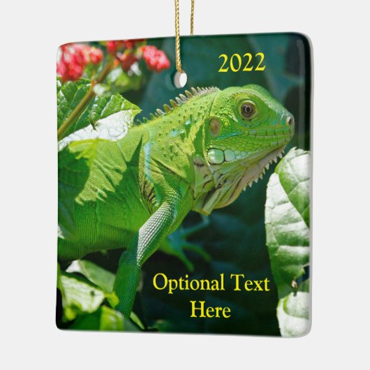 Gepersonaliseerde groene Iguana Lizard Keramisch Ornament (Links)