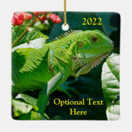 Gepersonaliseerde groene Iguana Lizard Keramisch Ornament