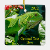 Gepersonaliseerde groene Iguana Lizard Keramisch Ornament (Voorkant)