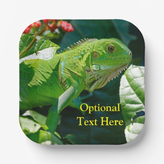 Gepersonaliseerde groene Iguana Lizard Papieren Bordje (Voorkant)