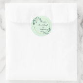 Gepersonaliseerde groene Ivy Florals Ronde Sticker (Tas)