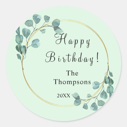 Gepersonaliseerde groene Ivy Florals Ronde Sticker (Voorkant)