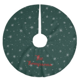 Gepersonaliseerde groene kerst sneeuwvlokken kerstboom rok