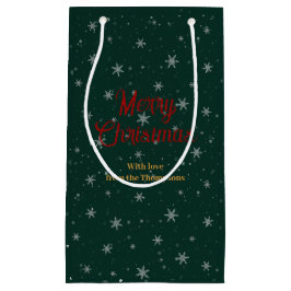 Gepersonaliseerde groene kerst sneeuwvlokken klein cadeauzakje