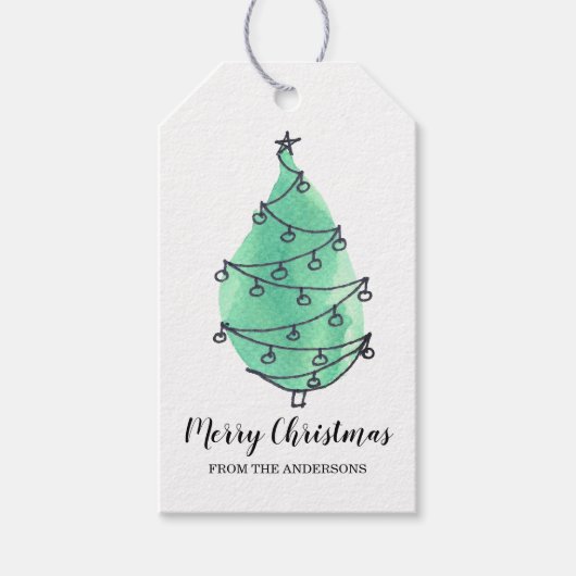 Gepersonaliseerde groene kerstboom cadeau Labels Cadeaulabel (Voorkant)