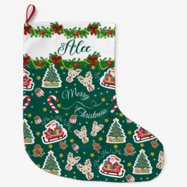 Gepersonaliseerde Groene Kerstman Vrolijk Kerstfee Grote Kerstsok