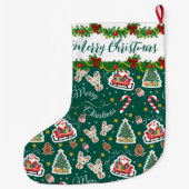 Gepersonaliseerde Groene Kerstman Vrolijk Kerstfee Grote Kerstsok (Achterkant)