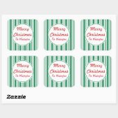 Gepersonaliseerde Groene Kerstmis Snoep Gift Stick Vierkante Sticker (Vel)