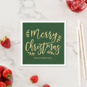 Gepersonaliseerde groene kerstservetten, gouden te servet (Insitu)