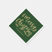 Gepersonaliseerde groene kerstservetten, gouden te servet (Hoek)