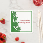 Gepersonaliseerde groene kerstsnowflake Napkins Servet (Insitu)