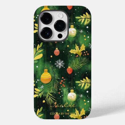 Gepersonaliseerde groene kerstversiering Case-Mate iPhone case (Achterkant)