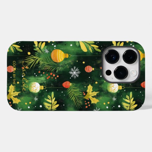 Gepersonaliseerde groene kerstversiering Case-Mate iPhone case (Achterkant (horizontaal))