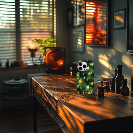 Gepersonaliseerde groene kerstversiering Case-Mate iPhone case