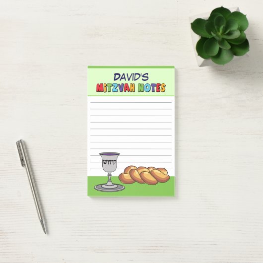 Gepersonaliseerde Groene Kiddish Mitswa Post-it® Notes (Kantoor)