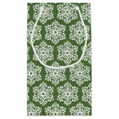 Gepersonaliseerde groene kirstmas sneeuwvlokken klein cadeauzakje (Achterkant)