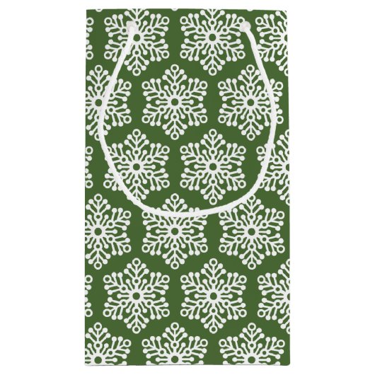 Gepersonaliseerde groene kirstmas sneeuwvlokken klein cadeauzakje (Achterkant)