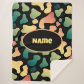 Gepersonaliseerde groene Koe Print Sherpa Deken (Voorkant)