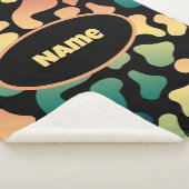 Gepersonaliseerde groene Koe Print Sherpa Deken (3/4)