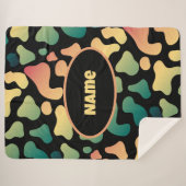 Gepersonaliseerde groene Koe Print Sherpa Deken (Voorkant (horizontaal))