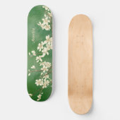 Gepersonaliseerde groene lente witte bloemen skate persoonlijk skateboard (Voorkant)